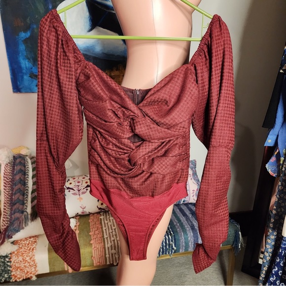 NWT Zeynep Arcay Wool Silk Plaid Bodysuit - Picture 8 of 12